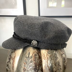 Glitzy Bella Brand Women’s Gray Cap with Black rope,silver button embellishment
